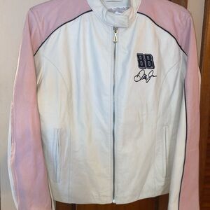 Wilson’s leather NASCAR Women's Pink and White Dale Jr. Jacket
